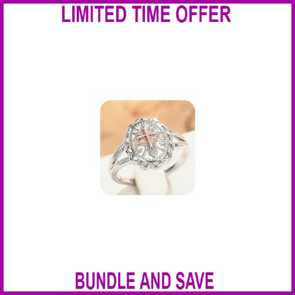 Sterling Silver Plated Cross Statement Ring Size … - image 2